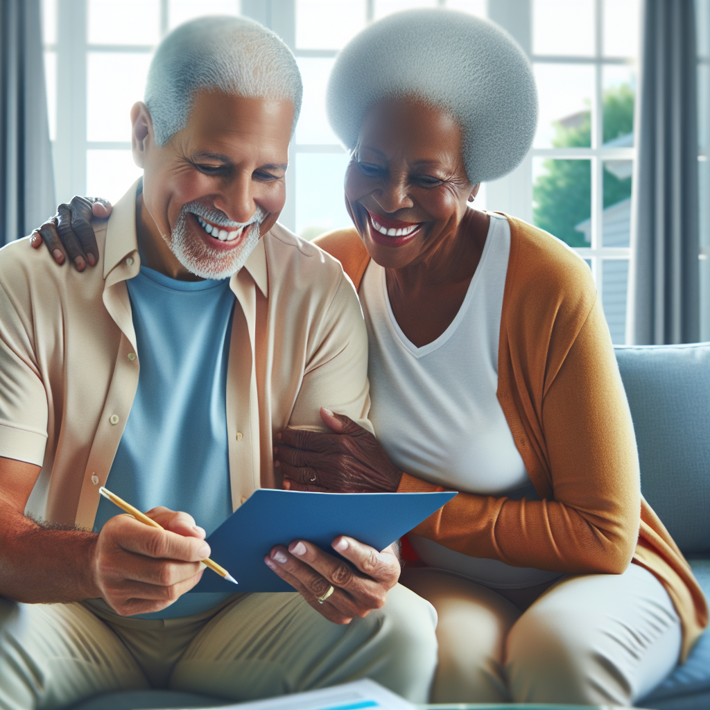 A senior couple planning for a healthy retirement.